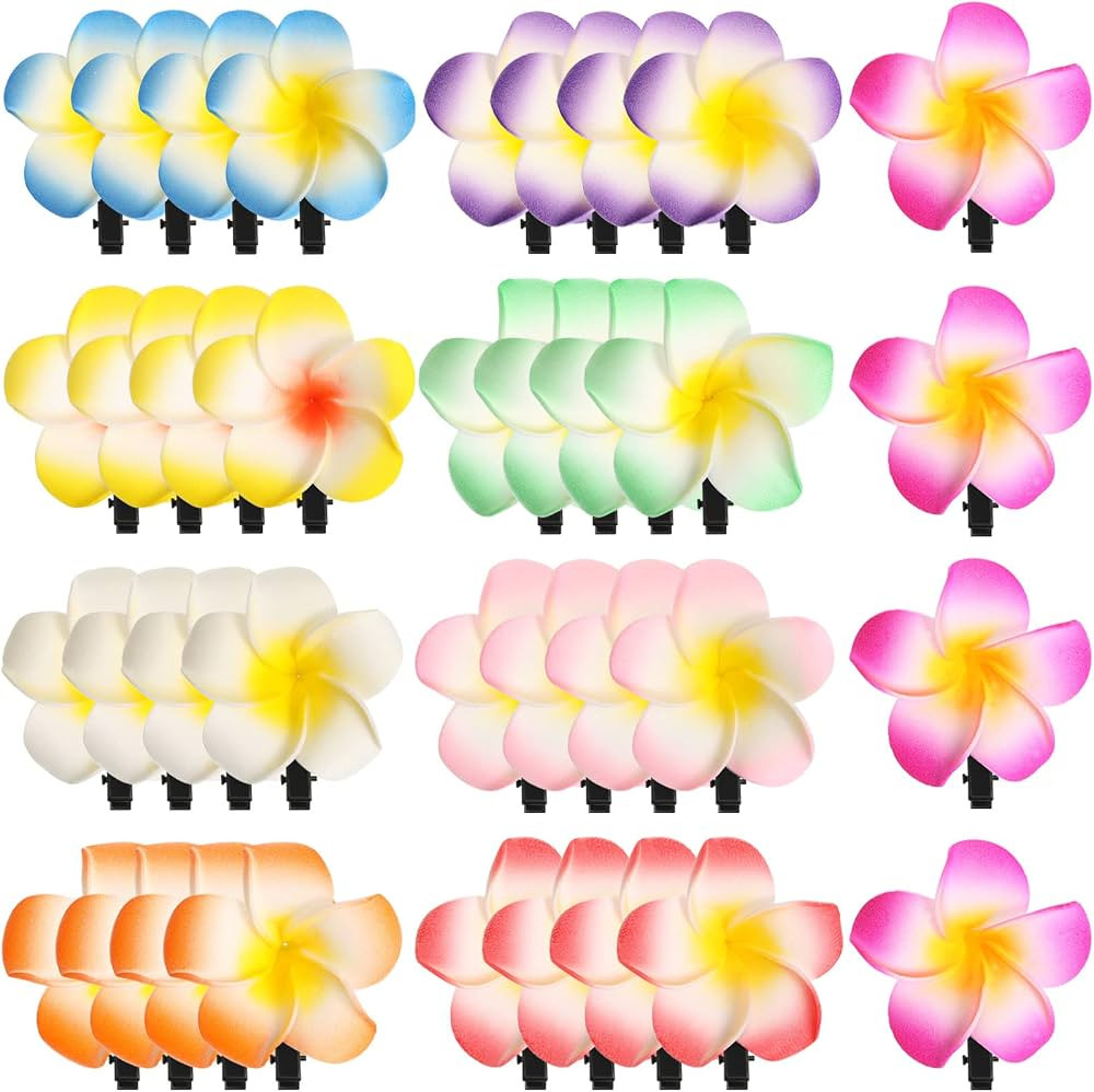 WILLBOND 36 Pcs Hawaiian Flower Hair Clips, Plumeria Foam Frangipani Hairpins, Artificial Tropica... | Amazon (US)