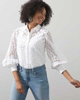 Eyelet Billow Sleeve Shirt | Chico's