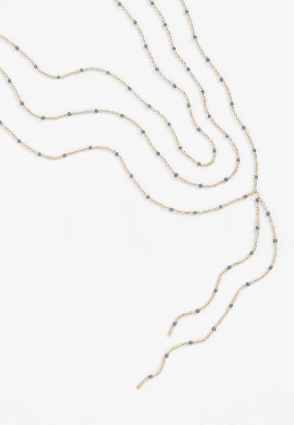 Blue Beaded Triple Layered Y Necklace | Maurices