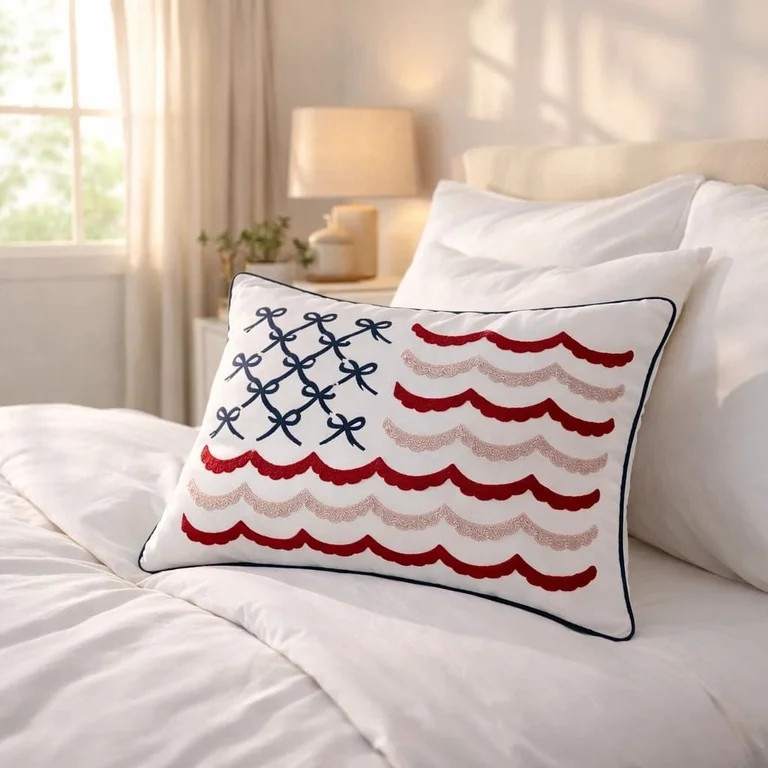 Bow Flag Decorative Pillow, Red/White/Blue, 19.5" x 14", by My Tests House | Walmart (US)