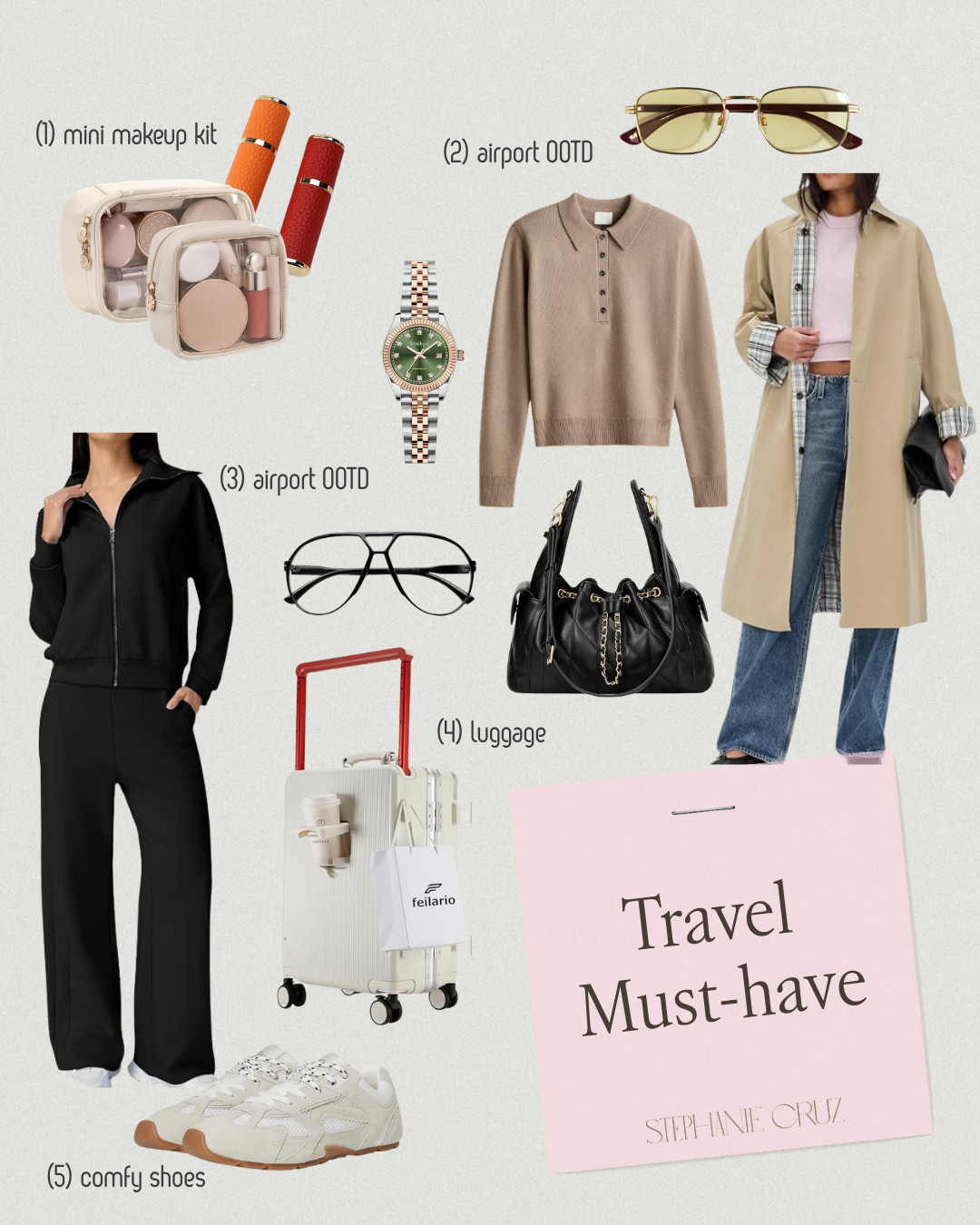 Travel essentials I never fly without. From airport OOTD to mini beauty must-haves, this is my go-to lineup for looking put together but staying comfy.

#TravelMustHaves #AirportOOTD #TravelStyle #ComfyChic 

 #LTKootd #LTKTravel