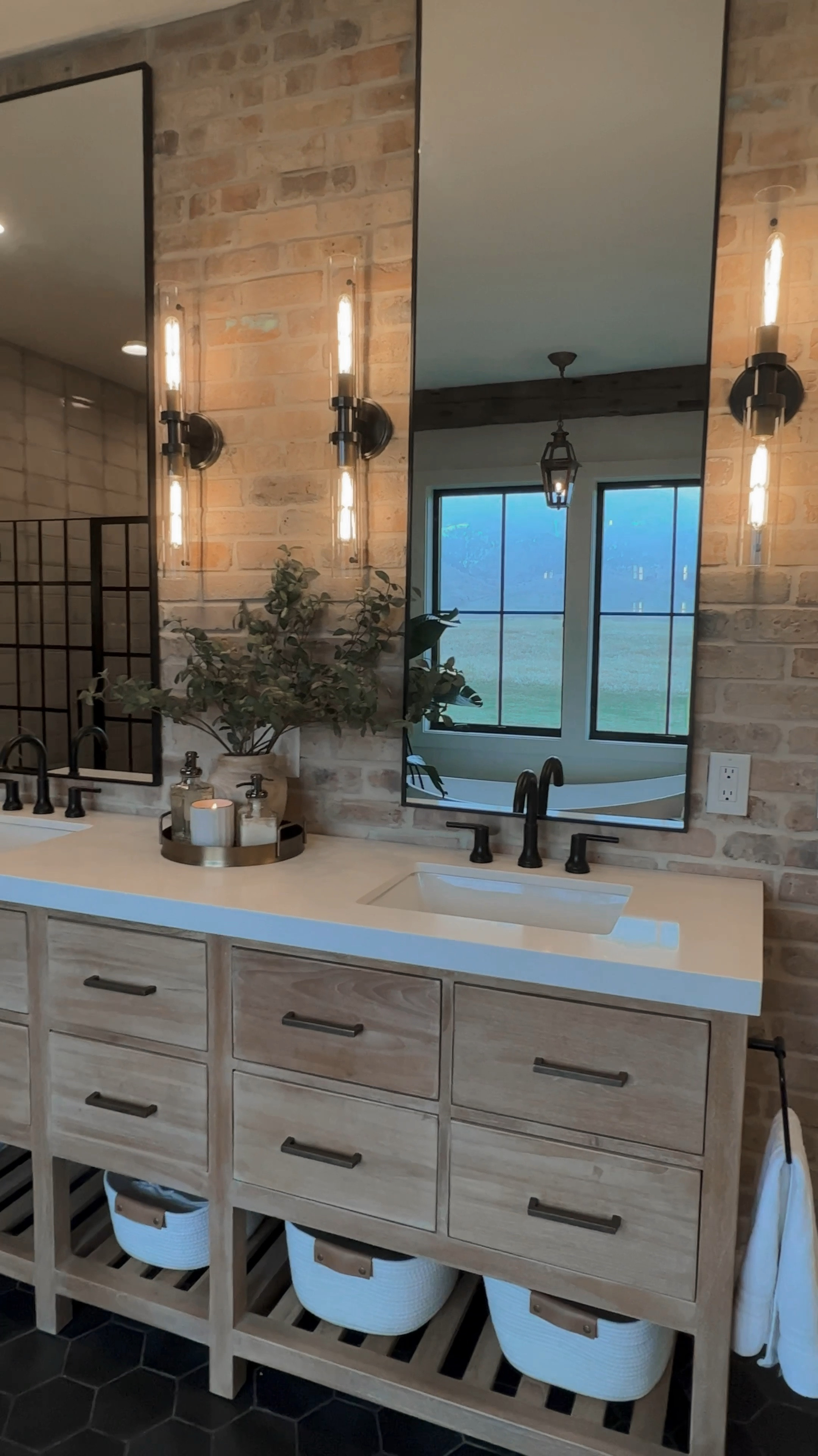 Master bathroom inspiration 🤍

84” vanity, bathroom vanity, open bottom vanity, bathroom decor, sconces, vertical lights, candlestick lights, wood vase with faux greenery, brass tray, target bathroom decor, soap dispenser, lotion dispenser, tree stump, plants, jungle, bathtub, tub accessories, walmart bathroom decor, shaker bench, black bench, bathroom seating, faucets, towel hooks

#LTKHome #LTKVideo