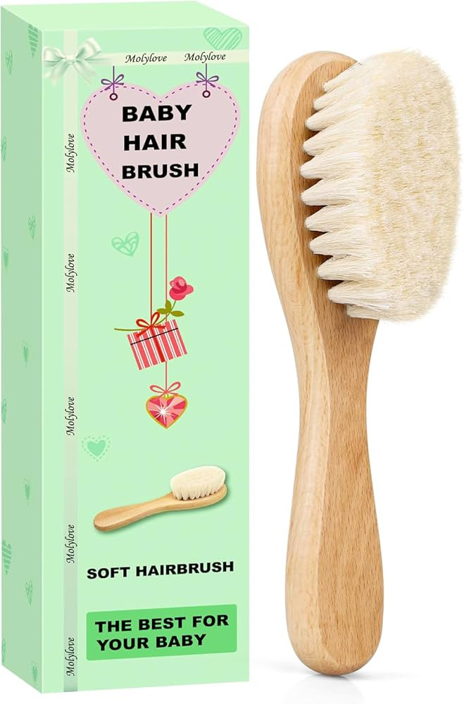 Baby Hair Brush, Wooden Goat Bristles Hair Brush for Newborns & Toddlers, Ideal for Cradle Cap, P... | Amazon (US)