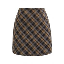 Falling for Plaid Mini Bud Skirt in Mustard | Chicwish