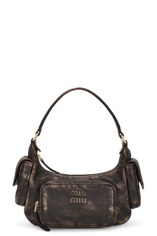 Miu Miu Pocket Shoulder Bag in Sabbia & Caffe - Brown. Size all. | FWRD 
