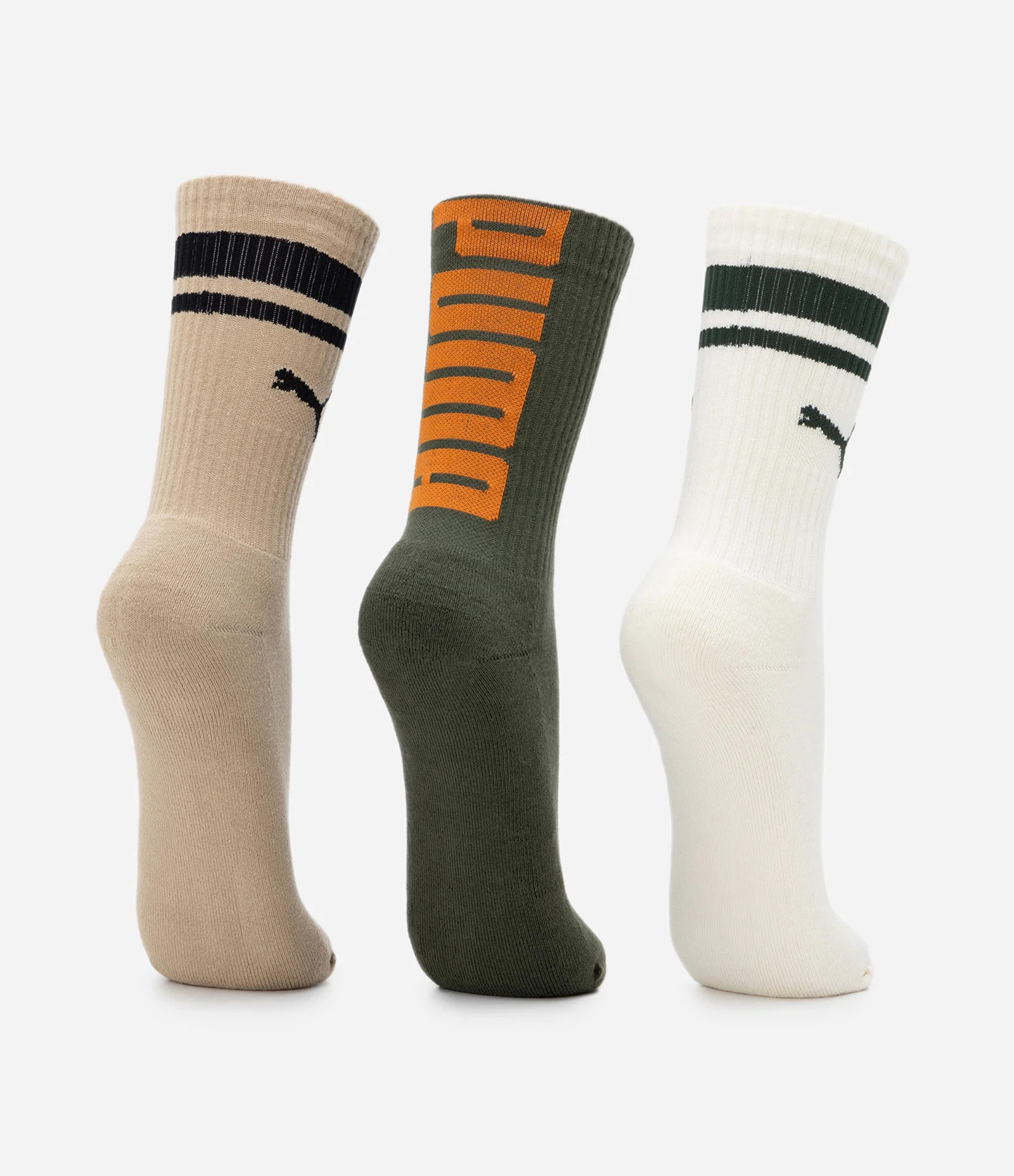 Kit 03 Meias Cano Alto Esportiva em Algodão Puma Cinza/ Preto/ Branco - Lojas Renner | Renner (BR)