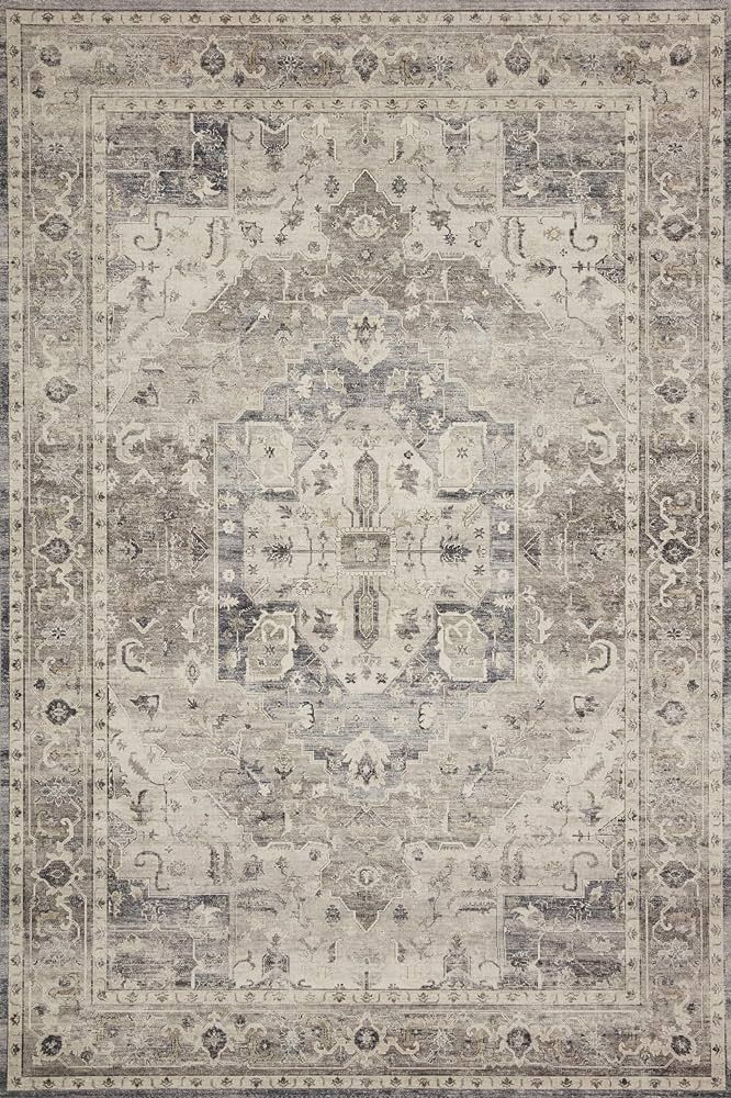 Loloi II Hathaway Collection HTH-05 Steel / Ivory 7'-6" x 9'-6", .25" Thick, Area Rug, Soft, Dura... | Amazon (US)