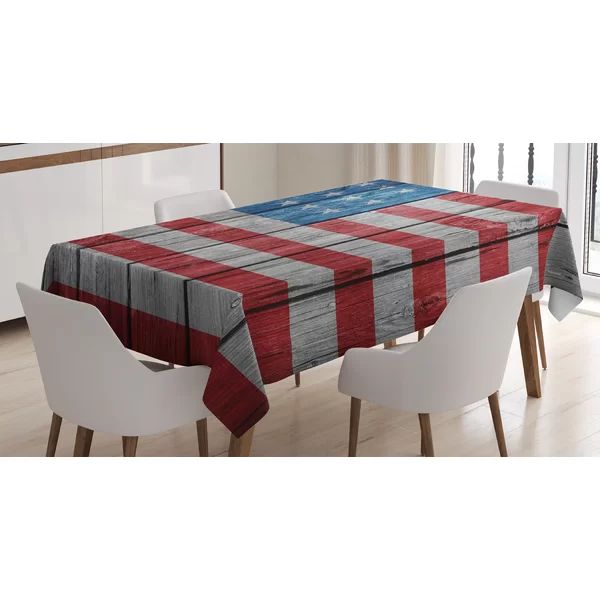 Ambesonne Usa Tablecloth, Fourth Of July Independence Day Retro Worn Wooden Looking Democracy, Re... | Wayfair North America