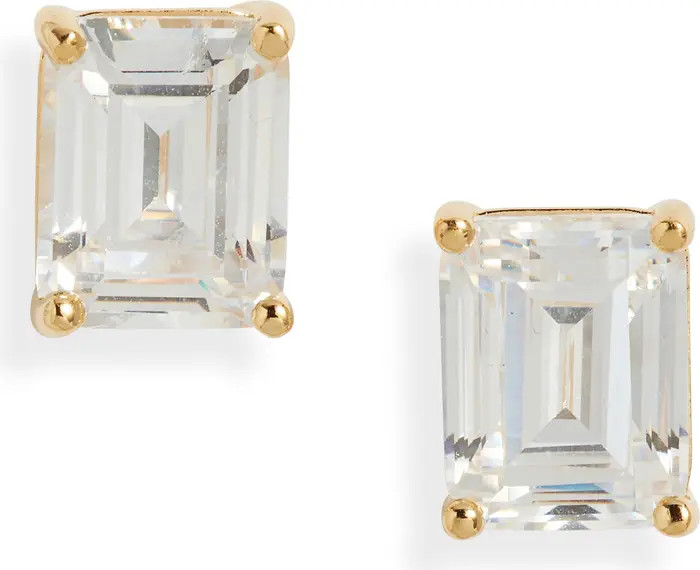 Emerald Cubic Zirconia Sterling Silver Stud Earrings | Nordstrom