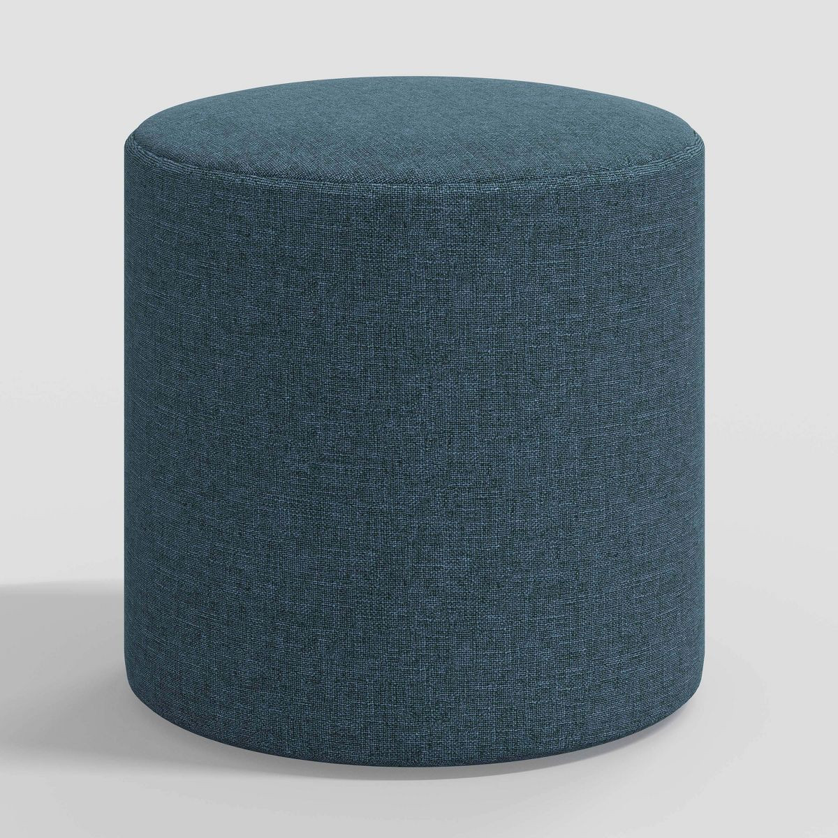 Round Thalia Ottoman in Textured Linen Zuma Navy - Threshold™: Upholstered Pine Frame, No Assem... | Target