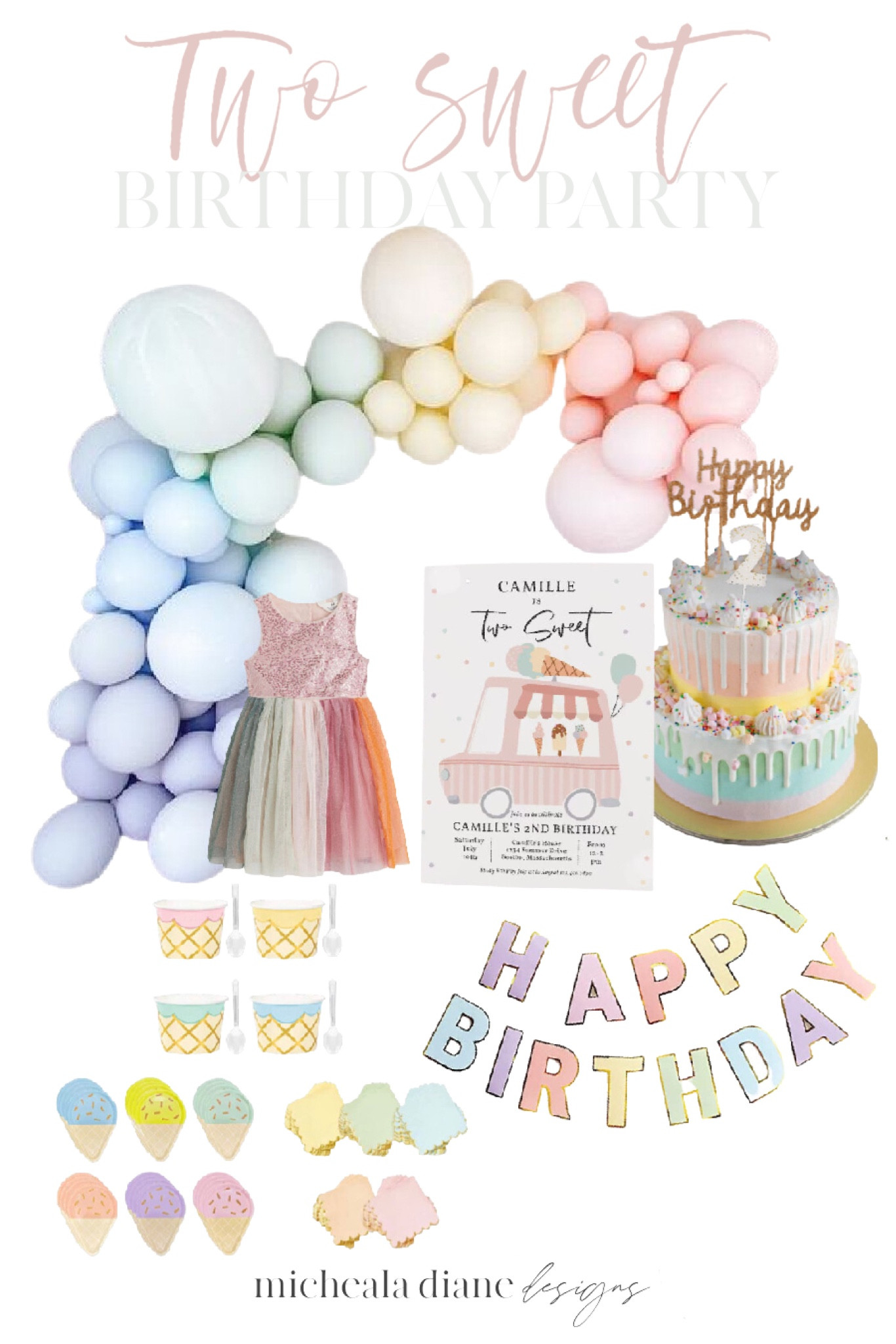 2nd birthday party theme. Pastel birthday party. Two sweet birthday party theme. Girl’s birthday party theme. Ice cream party. 

#LTKkids #LTKfamily #LTKbaby