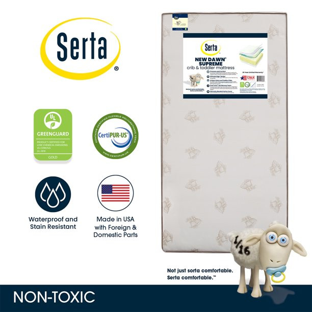 Serta New Dawn Supreme 5.25-Inch Crib and Toddler Mattress - Fiber Core - Dual Sided - Waterproof... | Walmart (US)