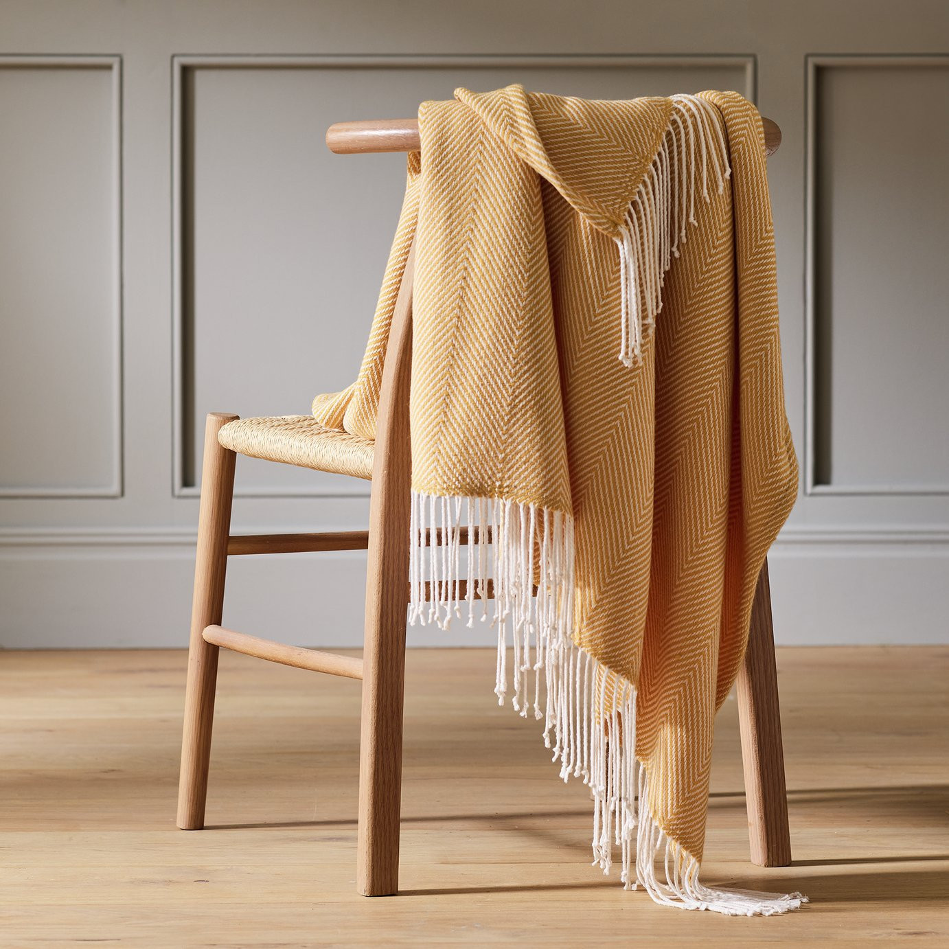 Habitat Herringbone Throw - Mustard - 125x150cm | argos.co.uk