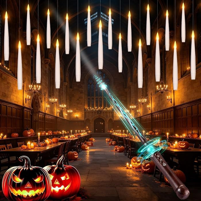 Upgraded 20Pcs Floating Candles with Wand for Halloween Decorations | Amazon (US)