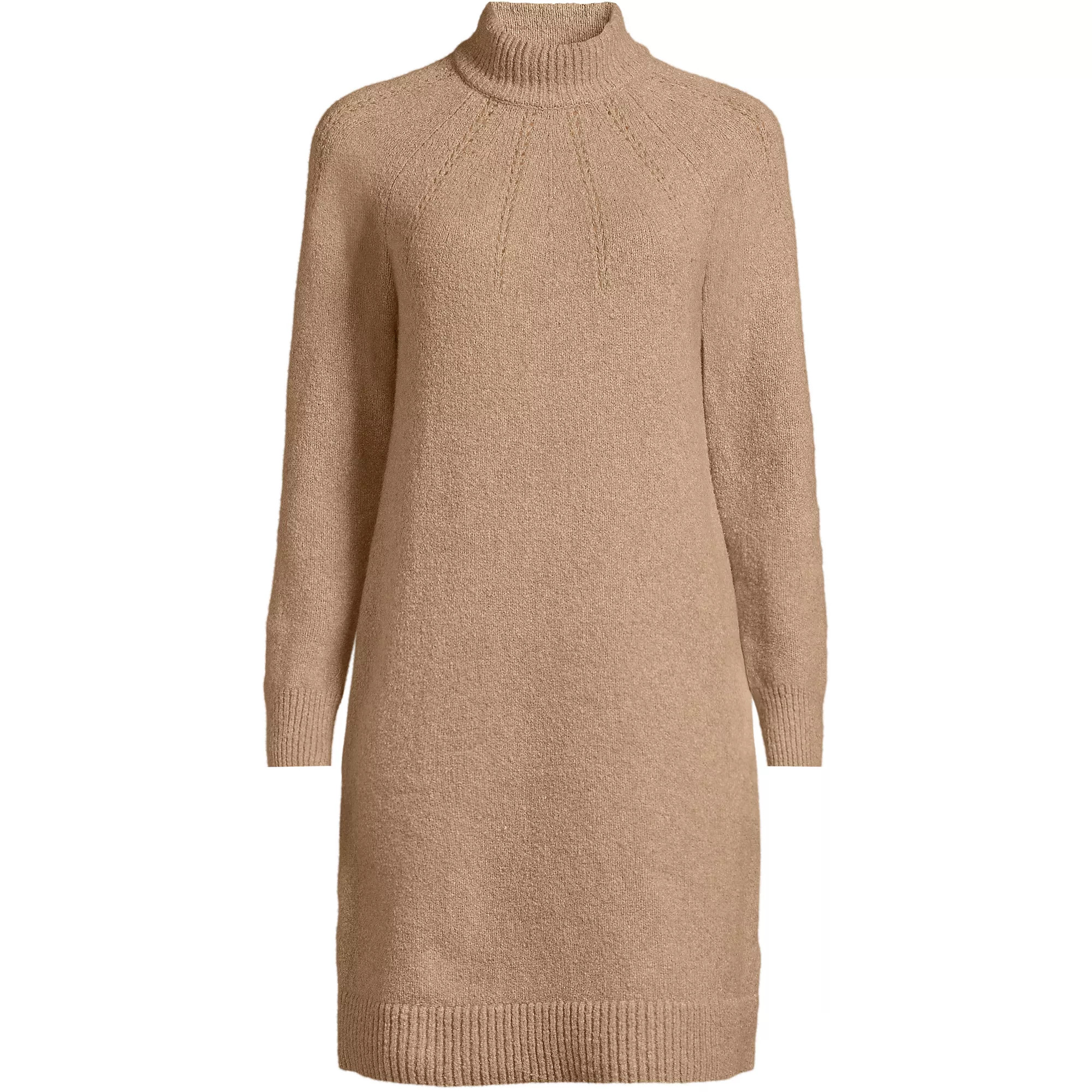 Women's Boucle Long Sleeve Raglan Mock Neck Sweater Dress | Lands' End (US)
