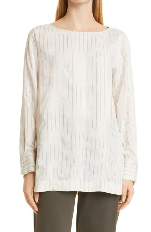 Max Mara Leisure Toledo Pinstripe Shirt in Ivory at Nordstrom, Size 0 | Nordstrom