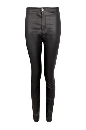 High Waist Matte Faux Leather Skinny Pants | Boohoo.com (US & CA)