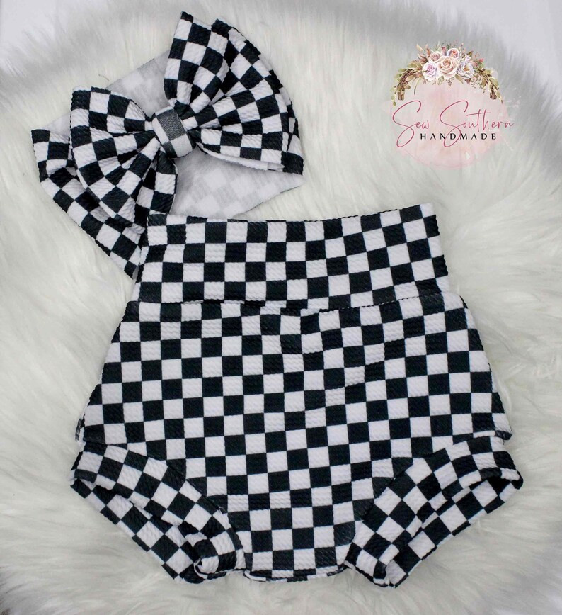 High Waisted Black and White Checkered Baby Girl Outfit | Etsy | Etsy (US)
