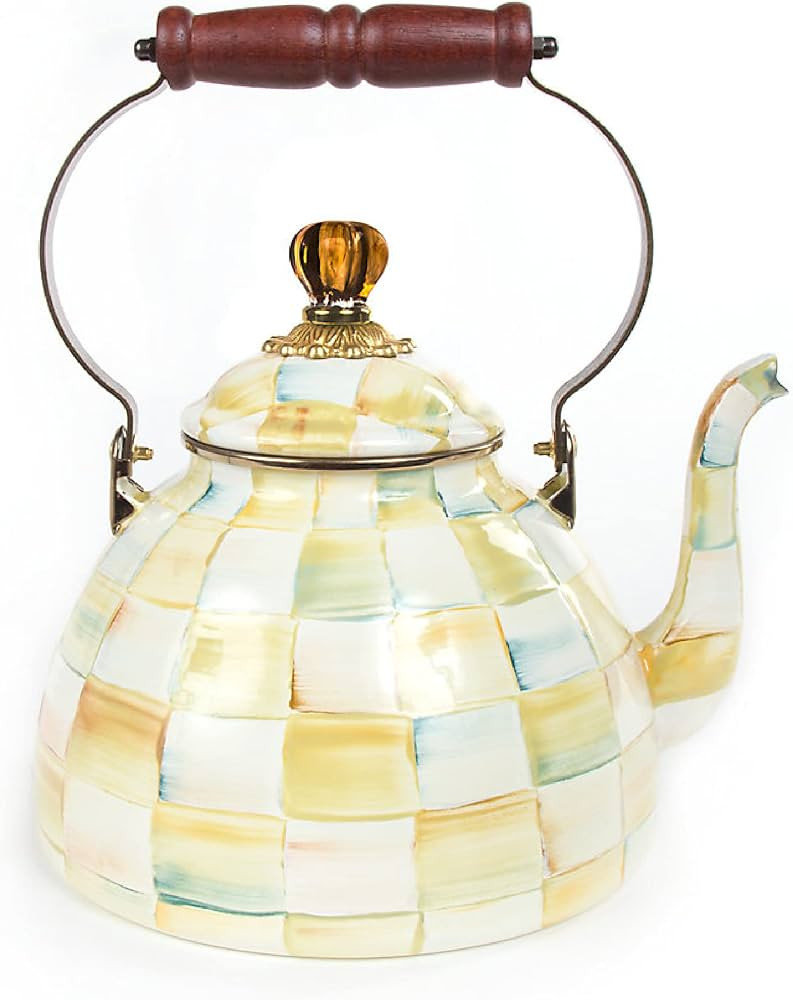 MacKenzie-Childs Parchment Check Enamel Tea Kettle, Decorative Tea Kettle, 2-Quart Kettle | Amazon (US)