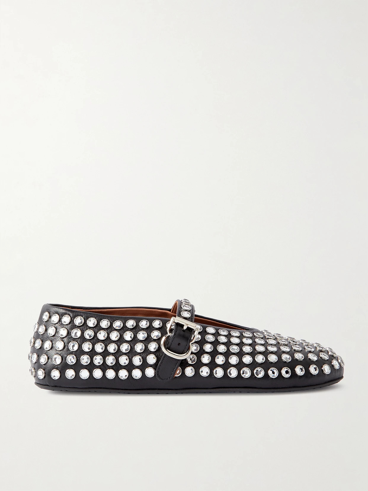 Alaïa - Crystal-embellished Leather Ballet Flats - Black | NET-A-PORTER (US)