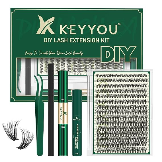 KEYYOU Lash Extension Kit 40D DIY with Glue & Tool for Beginners | D Curl fluffy volume 0.07mm 9-... | Amazon (US)