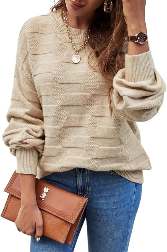 Women Autumn Winter Sweaters Solid Drop Shoulder Sweater | Amazon (US)