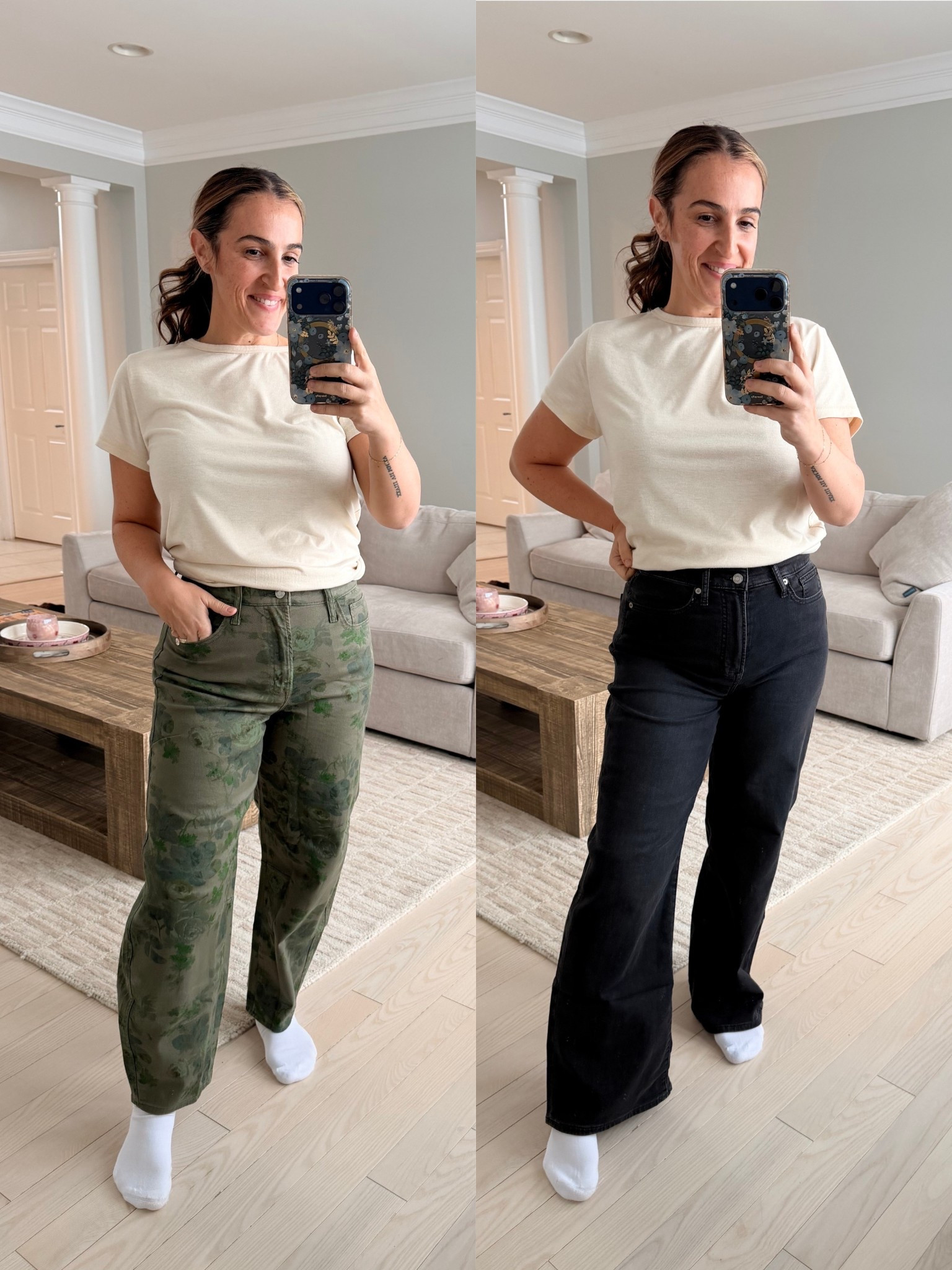 Left are a lightweight barrel Jean and the print is gorgeous! Runs tts. I’m in a 29.

Right is the “sweatpant” jean and it’s a very soft material. Not fleece lined but more of a lightweight French terry feel. Runs tts. I’m a 29.

Regular length on both.


#LTKSaleAlert #LTKFindsUnder50 #LTKOver40