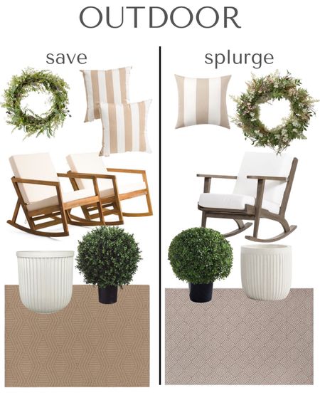 Outdoor save versus splurge!
Patio furniture 
Outdoor furniture 
Front porch
Wreath
Outdoor rug
Outdoor pillow

#LTKhome #LTKsalealert #LTKstyletip