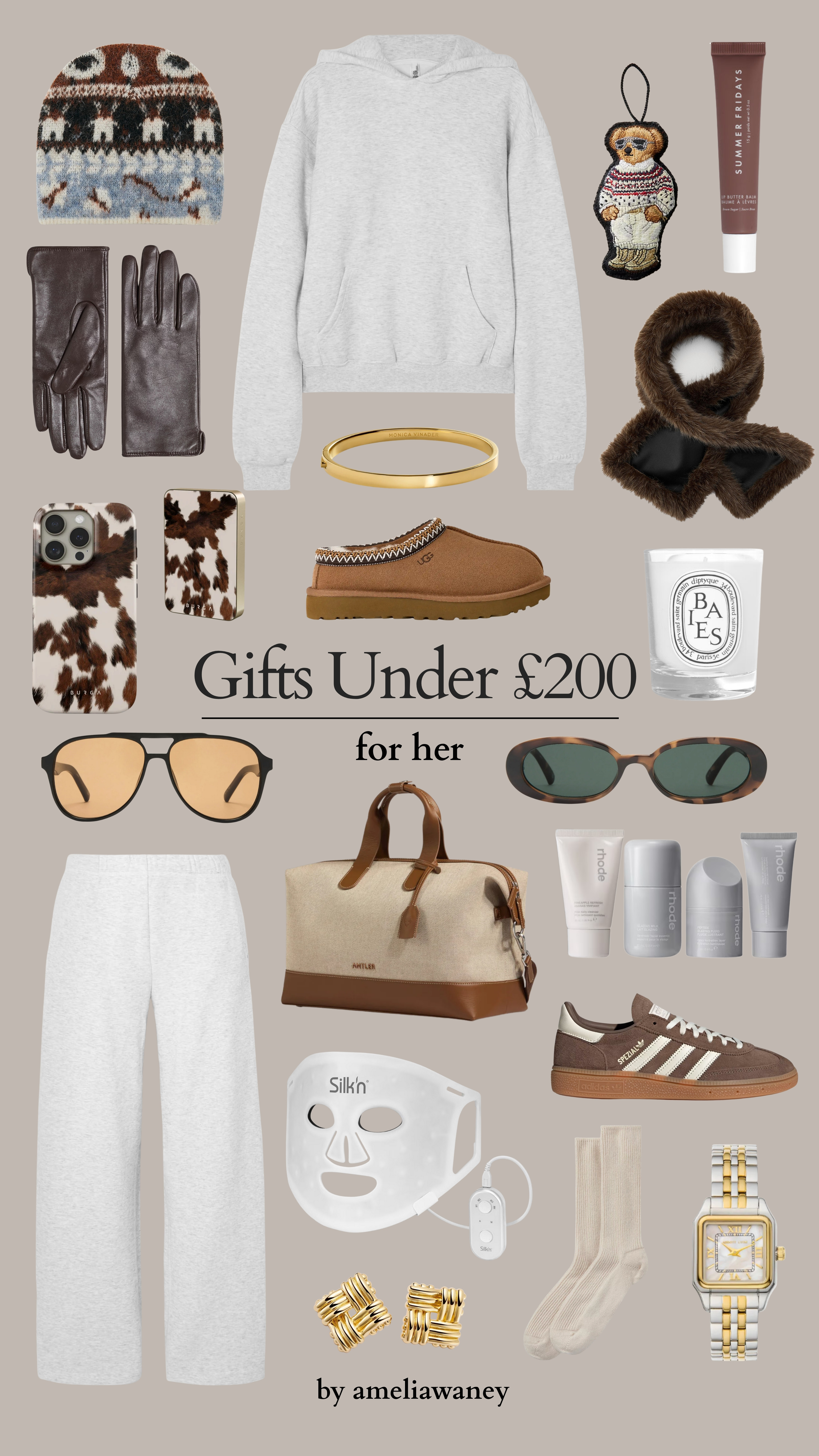 Gifts under £200, for her 🤎✨

Skims, lounge wear, joggers, hoodie, Antler, luggage, weekend bag, phone case, tech, sunglasses, Rhode, beauty, gloves, hat, scarf, knit wear, LED mask, jewellery, earrings, watch, stocking fillers. gifts for her 

 #LTKGiftGuide #LTKHoliday #LTKSeasonal