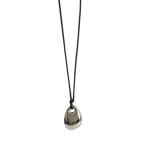 WZTHLF Fashionable Black Pu Leather Necklace,Stylish Black PU Leather Cord Necklace Chic Bean Pendant Clavicle Chain Adjustable Geometric Charm Neckchain Accessory(Silver) | Amazon (UK)