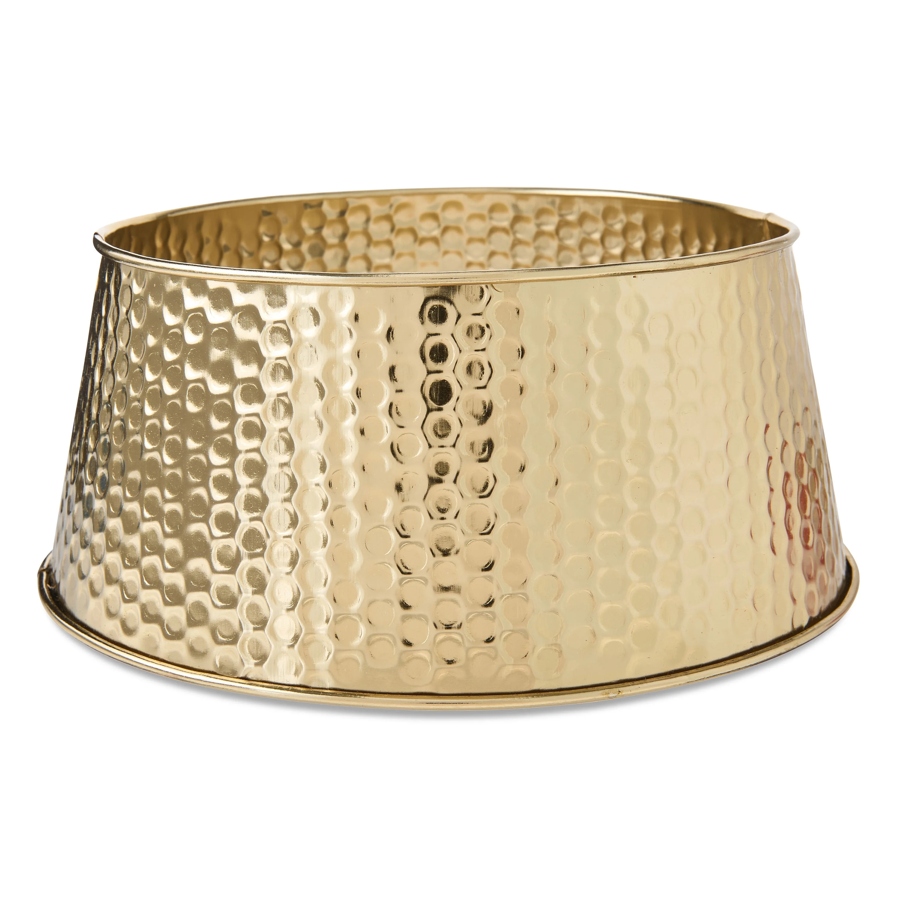 Mini Gold Plated Finish Metal Hammered Christmas Tree Collar Indoor Decor, 9", by Holiday Time | Walmart (US)