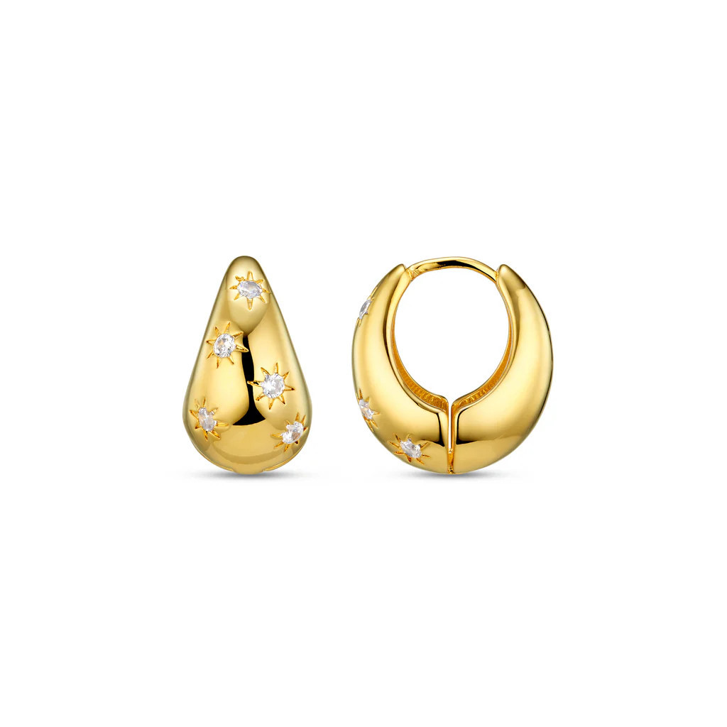 Tapered Crystal Starburst Hoop Earrings | Orelia