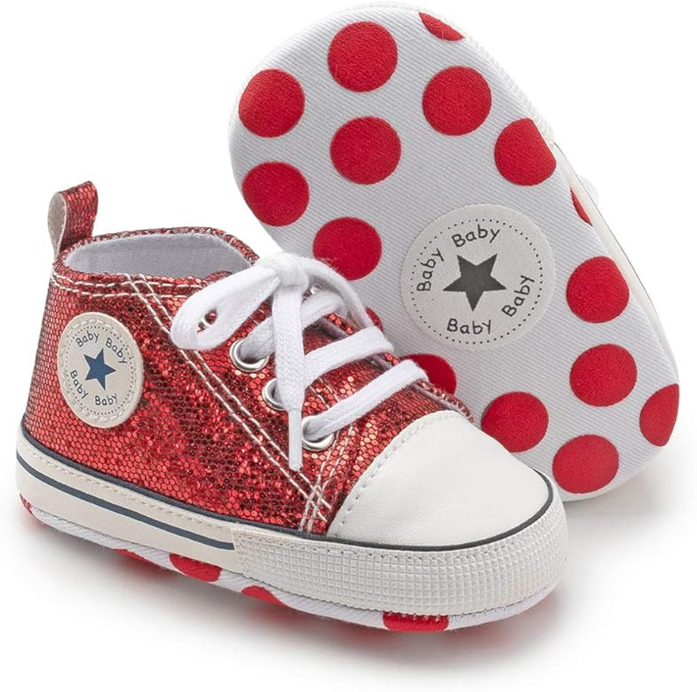 KIDSUN Unisex Baby Boys Girls High Top Sneaker Soft Anti-Slip Sole Newborn Infant First Walkers Canv | Amazon (US)