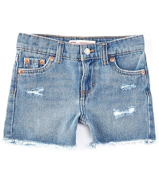 Levi's® Little Girls 2T-6X Girlfriend Frey-Hem Shorty Denim Shorts | Dillard's