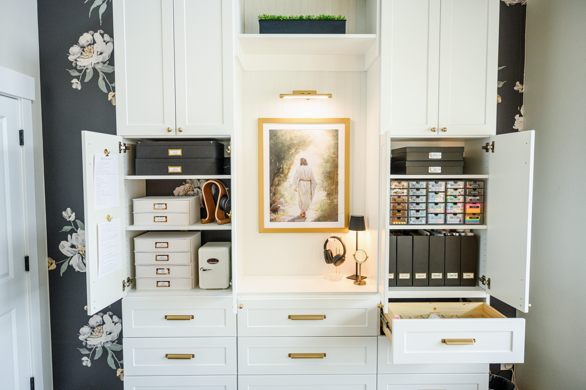 Office organization that stays organized! I love these organizars that help my cupboards stay looking this great all the time! 

#LTKKids #LTKHome #LTKFamily