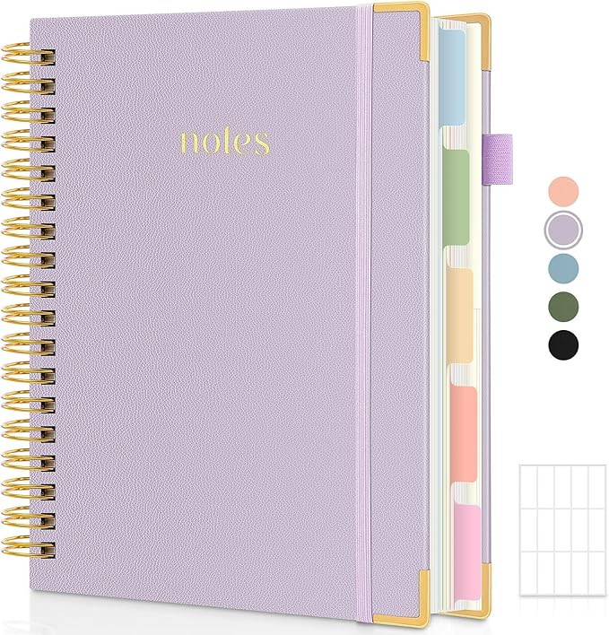 SKYDUE Hardcover Spiral Notebook, 300 Pages 8" x 10" College Ruled Notebook for Work with Divider... | Amazon (US)