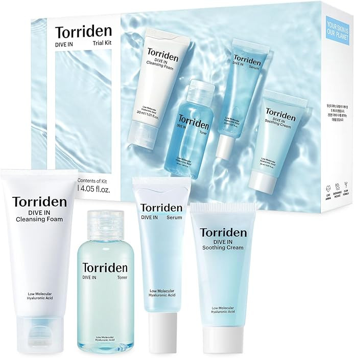 Torriden DIVE IN Trial Kit | Hyaluronic Acid Infused Daily Skincare Kit - 4 Step Regimen with Foa... | Amazon (US)