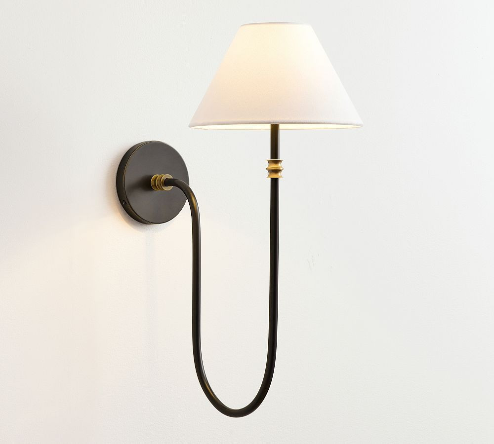 Collins Shaded 19"" Sconce, Bronze/Vintage Brass | Pottery Barn (US)