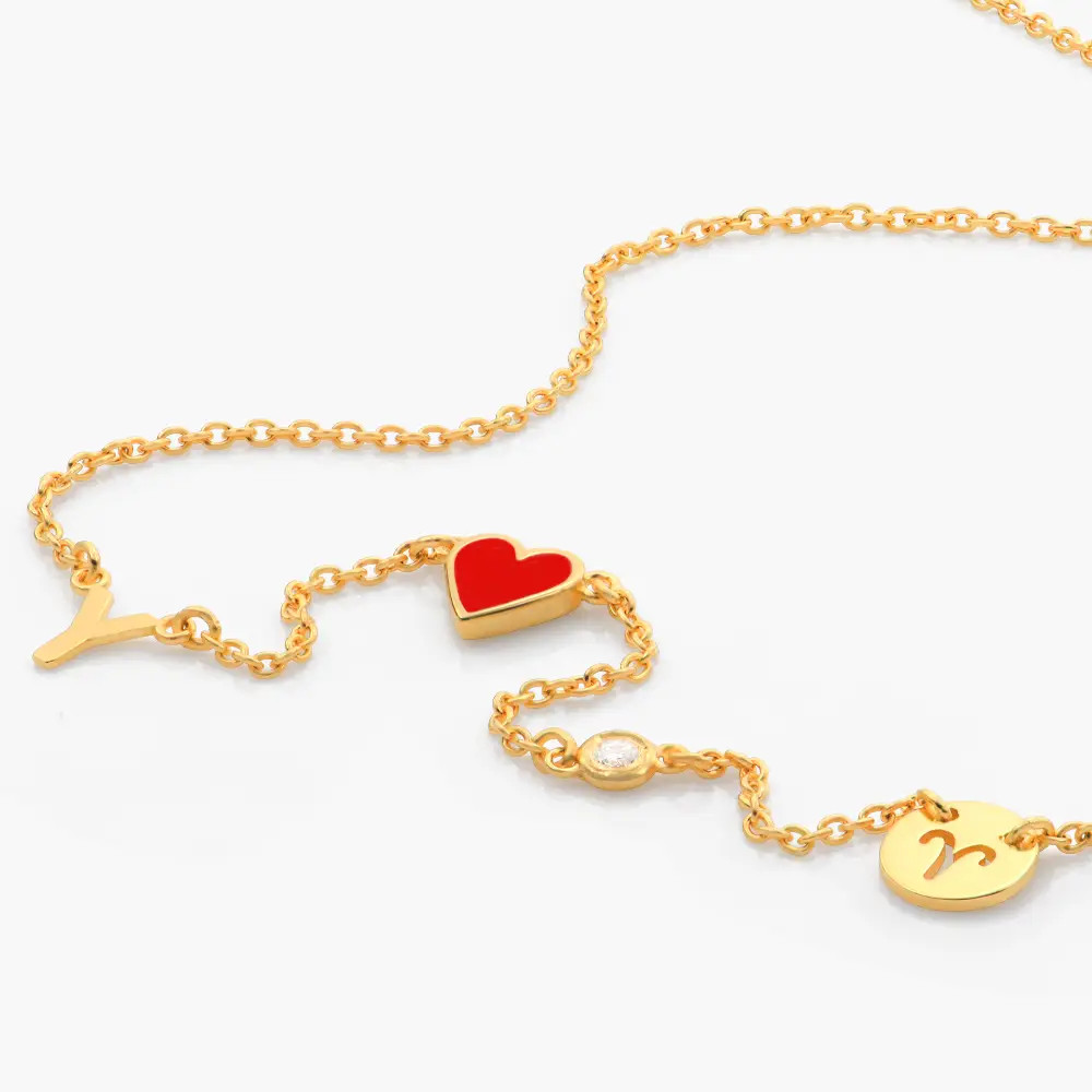 Red Heart Inez Initial Necklace With Diamond - Gold Vermeil | Oak & Luna (US)