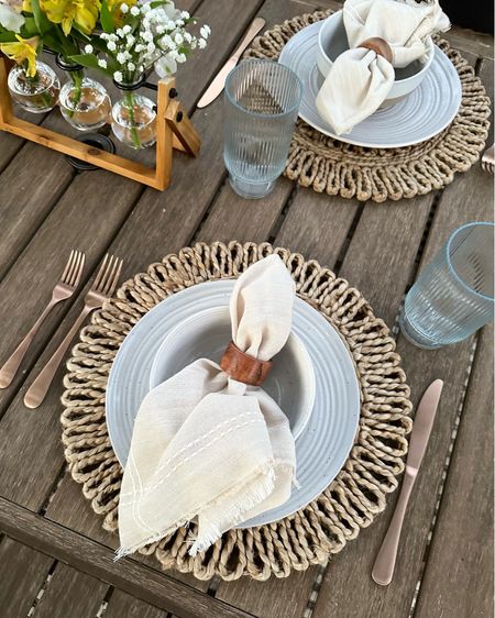 Al fresco dining…the prettiest neutral, organic chargers, napkins and napkin rings that elevate our favorite everyday stoneware dishes! 
Summer dinner parties 
These glasses are acrylic and poolside safe. The sweetest vase with endless options to decorate with
Love 

#LTKFindsUnder50 #LTKHome #LTKSeasonal