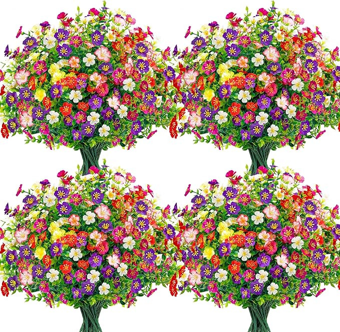 Der Rose 24 Bundles Fake Flowers Artificial Flowers Bulk Daisy for Outdoor Spring Garden Porch Fa... | Amazon (US)