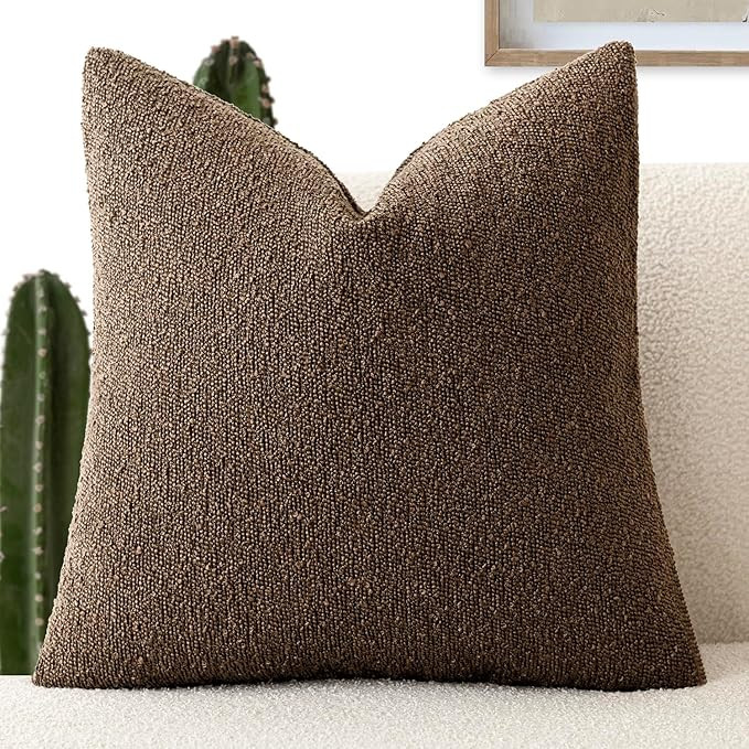 Foindtower Decorative Textured Boucle Throw Pillow Covers Accent Solid Pillow Cases Neutral Soft ... | Amazon (US)