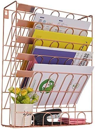 Spacrea Hanging File Holder Organizer - 6 Tier Wall Mount File Organizer for Women, Hanging Wall ... | Amazon (US)