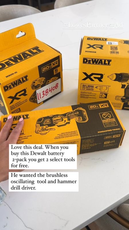 #ad #LowesPartner Gifts for the greatest Dad @Lowes. There are so many amazing deals for Father's Day! From tools to ladders. There is something for every dad. I snagged the Dewalt deal.
Two Free select DEWALT tools with purchase of one
20V Max Xr 5-AH battery 2-pack. Sharing all my recommendations.

#LTKSaleAlert #LTKVideo #LTKGiftGuide