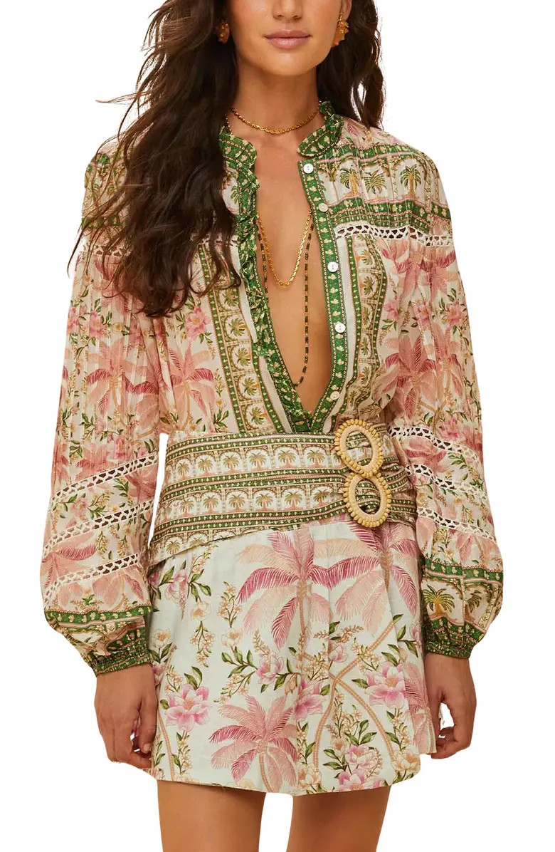 FARM Rio Palm Dream Linen Blend Button-Up Shirt | Nordstrom | Nordstrom