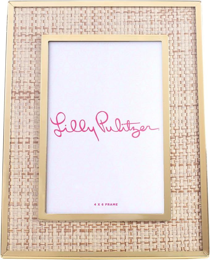 Lilly Pulitzer 4x6 Picture Frame, Decorative Photo Frame for Tabletop, Gold Metal Frame with Raff... | Amazon (US)