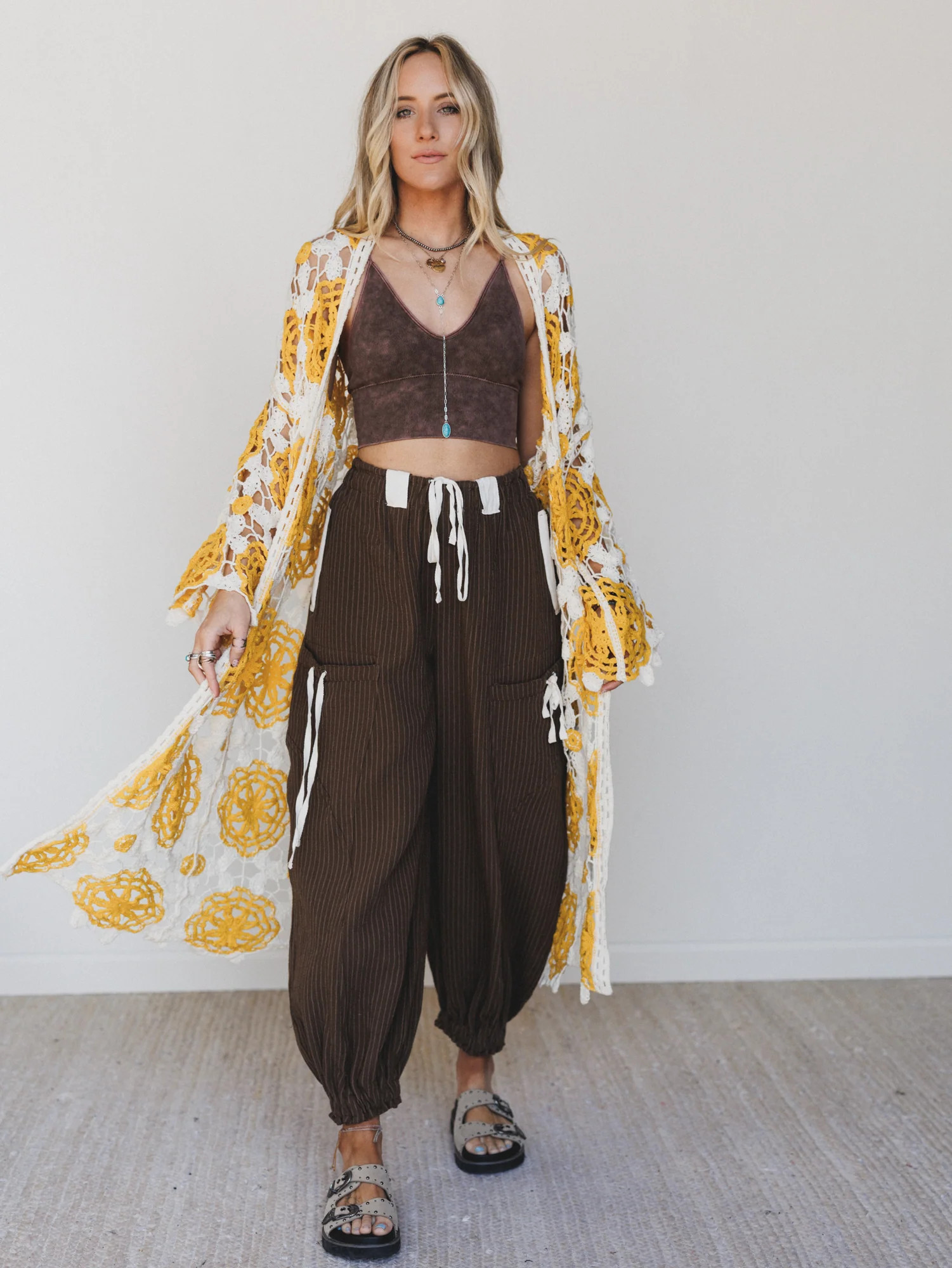 Dazzling Light Duster Kimono - Yellow Multi | Three Bird Nest