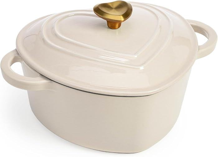 Paris Hilton Enameled Cast Iron Dutch Oven Pot with Lid, Heart-Shaped Dutch Oven, Durable Cast Ir... | Amazon (US)