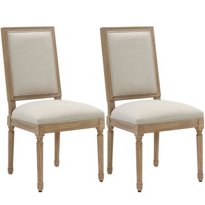 Furniliving French Country Dining Chairs Set of 2, the vintage french square upholstered side chair dupe