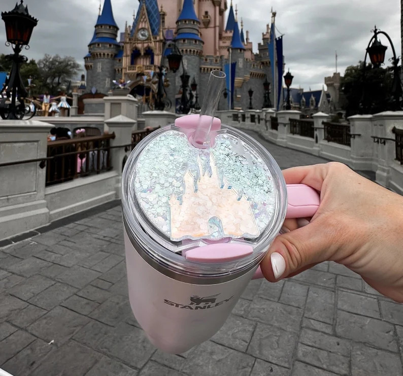 Iridescent Cinderella Castle Etched Tinker Pixie Shaker Glitter Topper Stanley Cup Tumbler Lid To... | Etsy (US)
